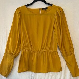 1 State mustard blouse with puff sleeves size medium